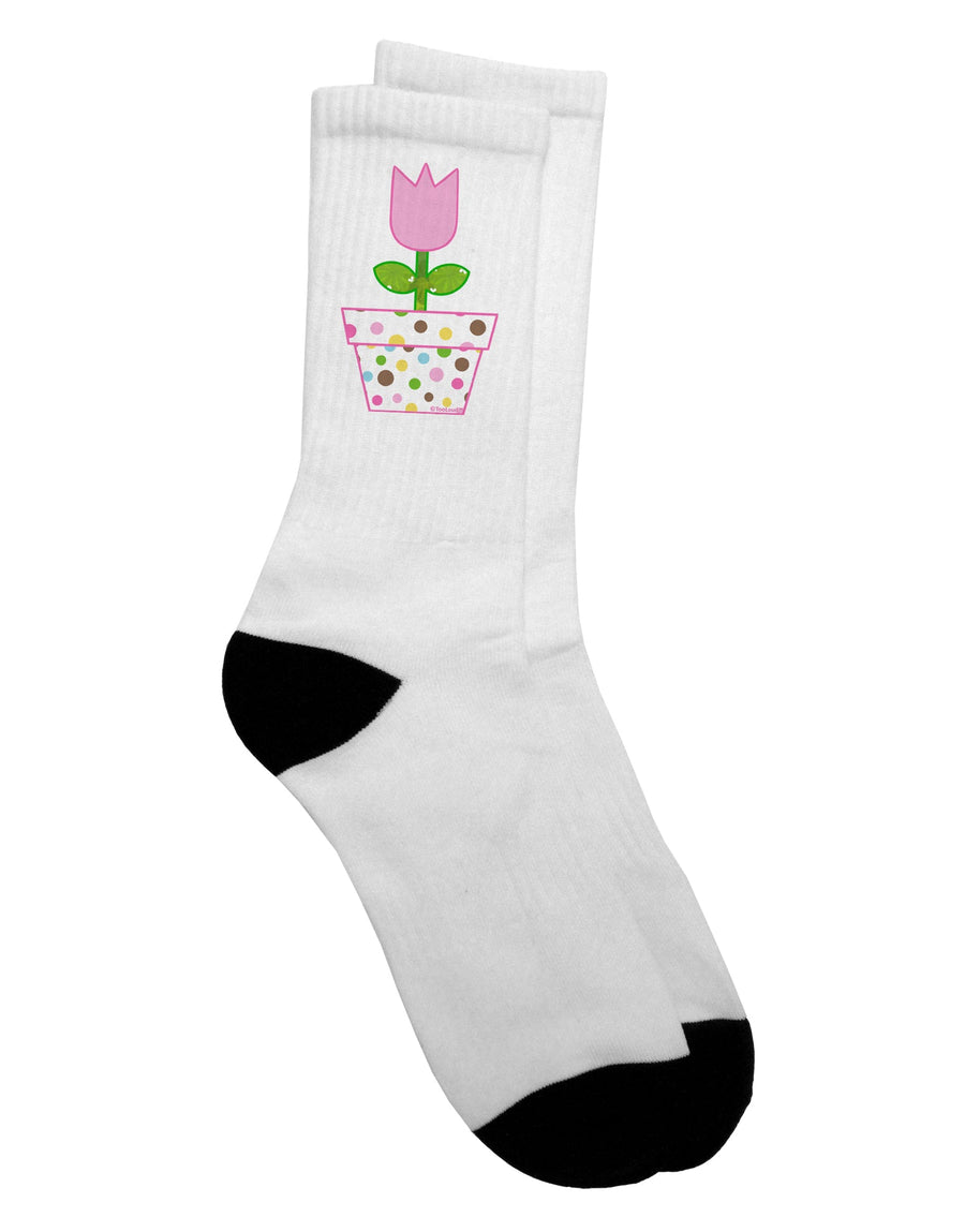 Elegant Easter Tulip Design Pink Adult Crew Socks - by TooLoud-Socks-TooLoud-White-Ladies-4-6-Davson Sales