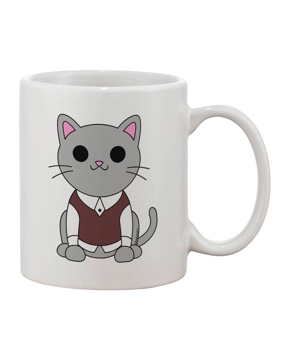 Elegant Feline-Inspired Sweater Vest Design on 11 oz Coffee Mug - Crafted by a Drinkware Expert-11 OZ Coffee Mug-TooLoud-White-Davson Sales