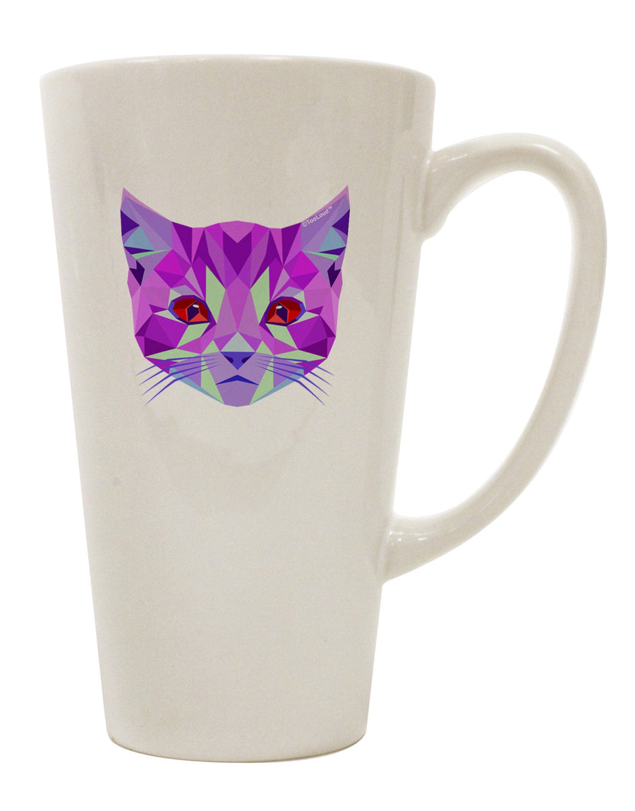 Elegant Geometric Kitty Purple Conical Latte Coffee Mug - Perfect for Coffee Enthusiasts TooLoud-Conical Latte Mug-TooLoud-White-Davson Sales