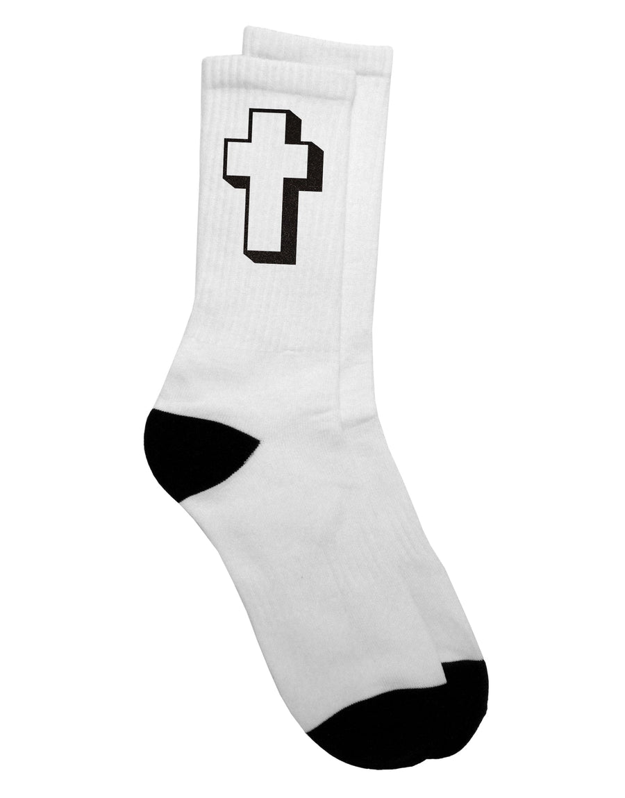 Elegant Glittered Black Adult Crew Socks with a Simple Cross Design - by TooLoud-Socks-TooLoud-White-Ladies-4-6-Davson Sales