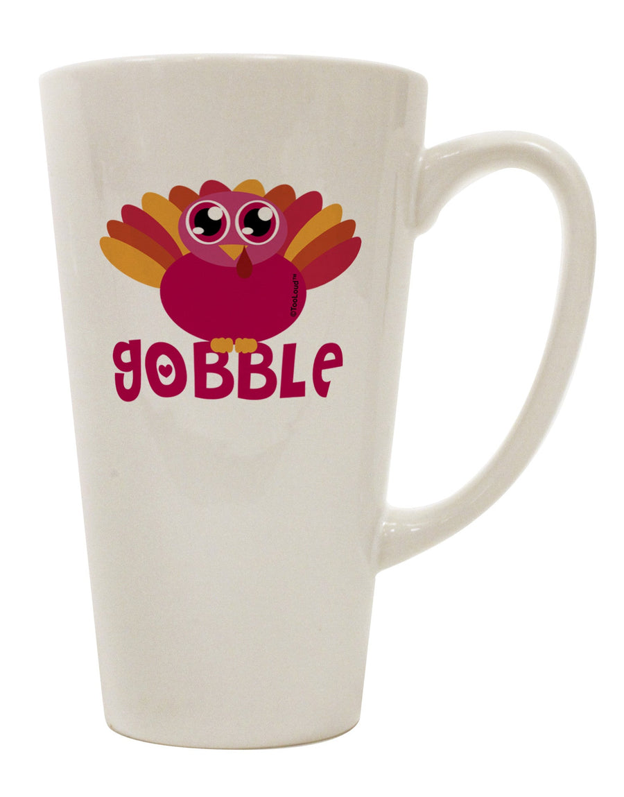 Elegant Gobble Turkey Pink 16 Ounce Conical Latte Coffee Mug - TooLoud-Conical Latte Mug-TooLoud-White-Davson Sales