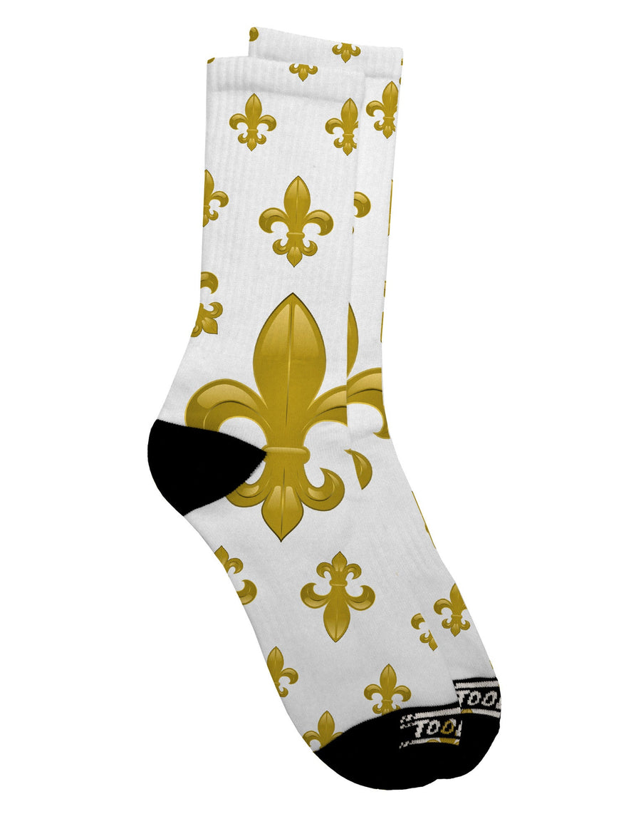 Elegant Gold Fleur De Lis All Over Print Adult Crew Socks - Exclusively by TooLoud-Socks-TooLoud-White-Ladies-4-6-Davson Sales