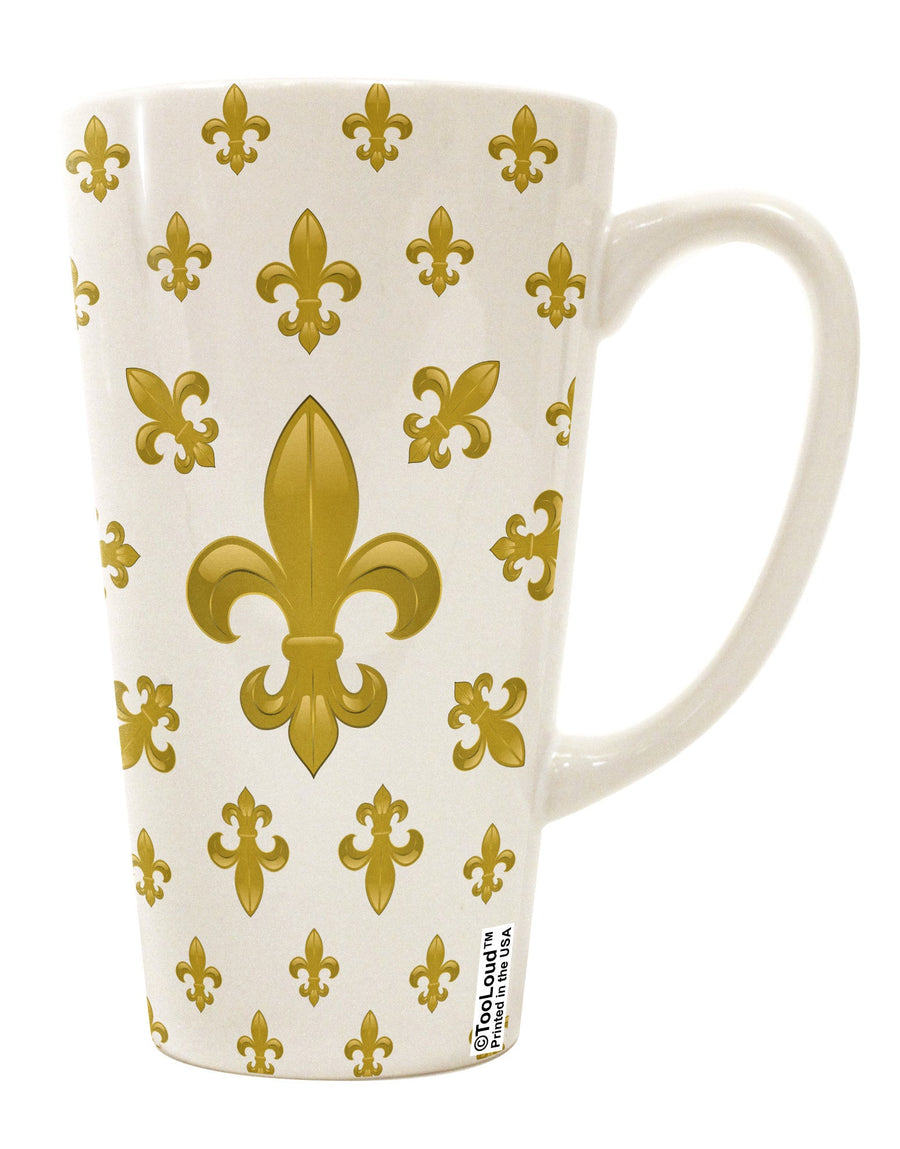 Elegant Gold Fleur De Lis AOP 16 Ounce Conical Latte Coffee Mug - Expertly Crafted by TooLoud-Conical Latte Mug-TooLoud-White-Davson Sales