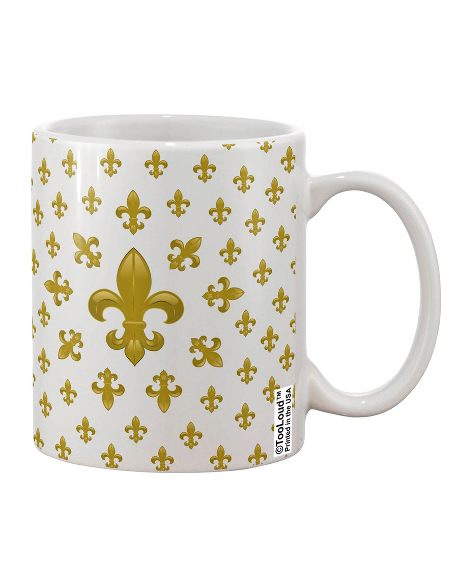 Elegant Gold Fleur De Lis AOP Printed 11 oz Coffee Mug - Expertly Crafted Drinkware by TooLoud-11 OZ Coffee Mug-TooLoud-White-Davson Sales