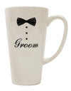 Elegant Groom Tuxedo 16 Ounce Conical Latte Coffee Mug - Perfect for Sophisticated Sips TooLoud-Conical Latte Mug-TooLoud-White-Davson Sales