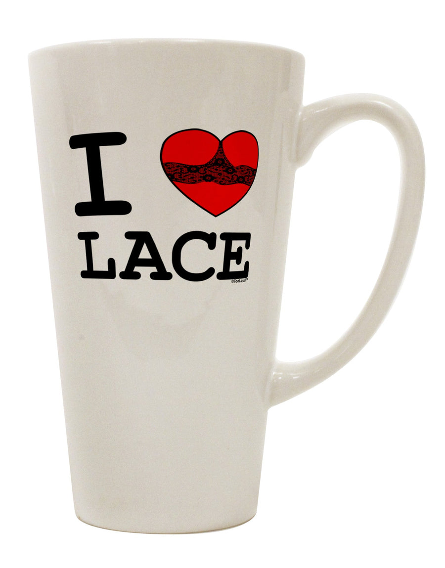 Elegant Lace 16 Ounce Conical Latte Coffee Mug - Perfect for Coffee Connoisseurs TooLoud-Conical Latte Mug-TooLoud-White-Davson Sales