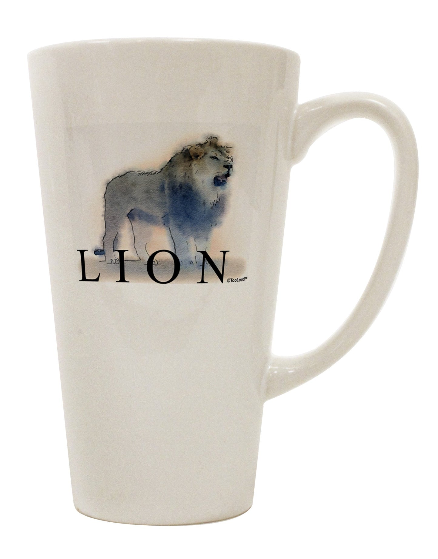 Elegant Lion Watercolor B Text Conical Latte Coffee Mug - Perfect for Savoring Your Favorite Beverages TooLoud-Conical Latte Mug-TooLoud-White-Davson Sales
