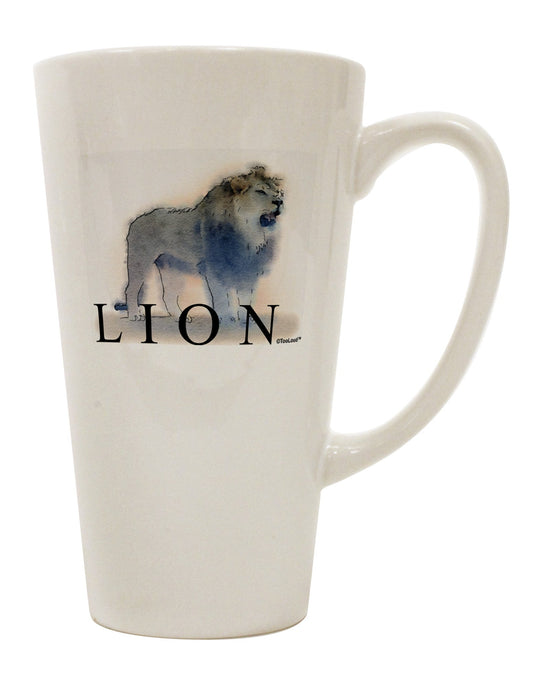 Elegant Lion Watercolor B Text Conical Latte Coffee Mug - Perfect for Savoring Your Favorite Beverages TooLoud-Conical Latte Mug-TooLoud-White-Davson Sales