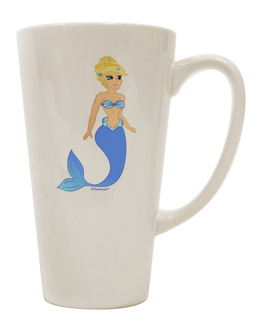 Elegant Mermaid-Inspired Blue Conical Latte Coffee Mug - Perfect for Coffee Enthusiasts - TooLoud-Conical Latte Mug-TooLoud-White-Davson Sales