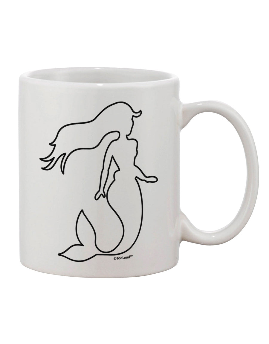 Elegant Mermaid Outline Printed 11 oz Coffee Mug - TooLoud-11 OZ Coffee Mug-TooLoud-White-Davson Sales