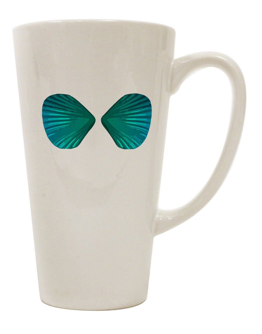 Elegant Mermaid Shell Bra Blue 16 Ounce Conical Latte Coffee Mug - Expertly Crafted Drinkware by TooLoud-Conical Latte Mug-TooLoud-White-Davson Sales