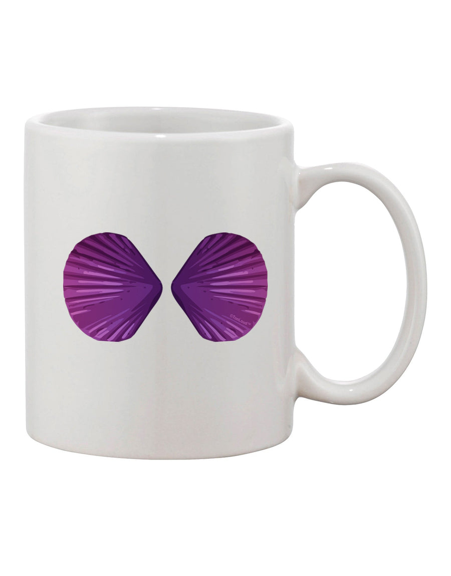 Elegant Mermaid Shell Bra Purple Printed 11 oz Coffee Mug - Expertly Crafted Drinkware by TooLoud-11 OZ Coffee Mug-TooLoud-White-Davson Sales