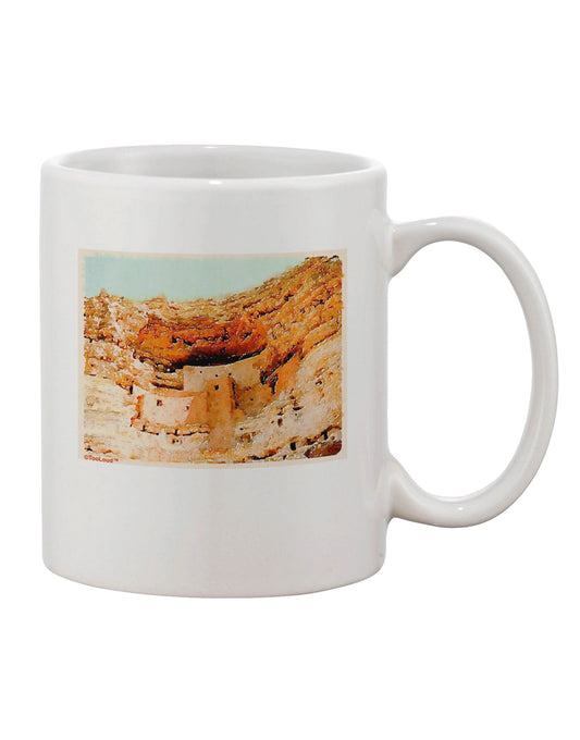 Elegant Montezuma Castle Watercolor Printed 11 oz Coffee Mug - Perfect for Savoring Your Favorite Beverages TooLoud-11 OZ Coffee Mug-TooLoud-White-Davson Sales