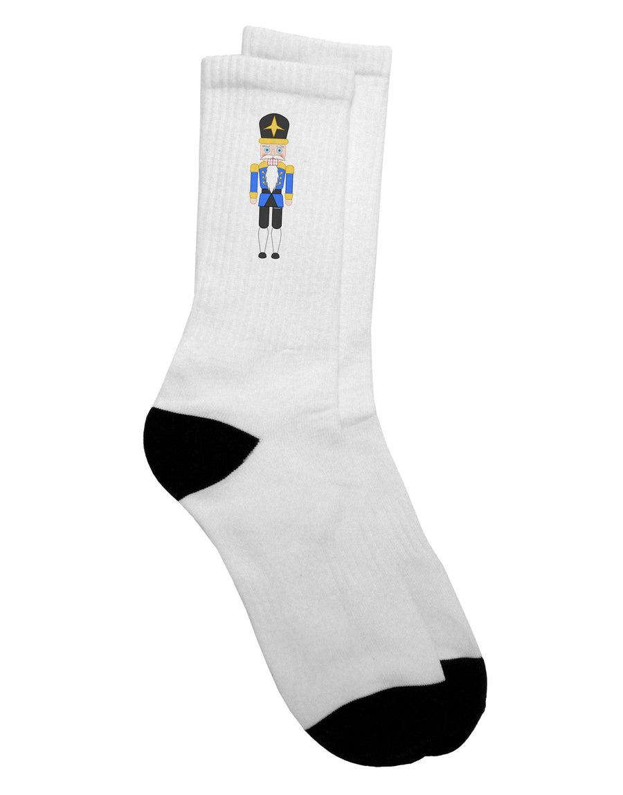 Elegant Nutcracker Design in Blue, Gold, and Black - Adult Crew Socks - TooLoud-Socks-TooLoud-White-Ladies-4-6-Davson Sales