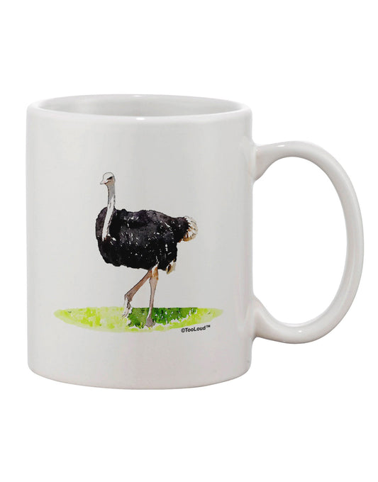 Elegant Ostrich Watercolor Printed 11 oz Coffee Mug - Perfect for Sipping in Style TooLoud-11 OZ Coffee Mug-TooLoud-White-Davson Sales