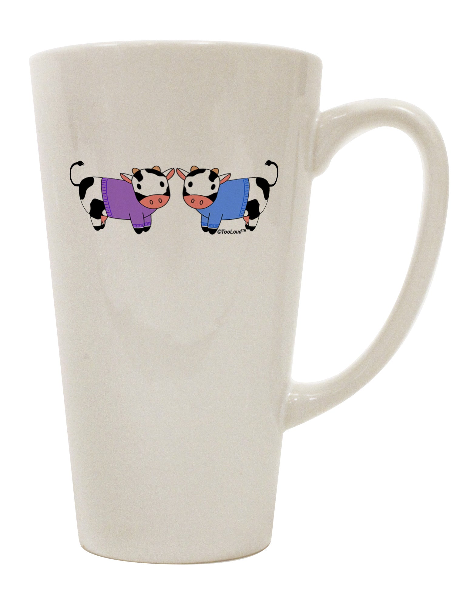 Elegant Pair of Sweater Cows 16 Ounce Conical Latte Coffee Mug - TooLoud-Conical Latte Mug-TooLoud-White-Davson Sales