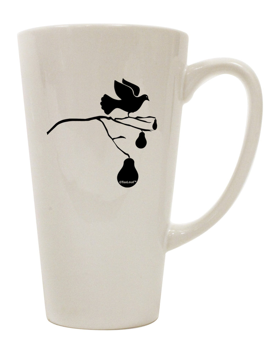 Elegant Partridge In A Pear Tree 16 Ounce Conical Latte Coffee Mug - Perfect for Coffee Connoisseurs-Conical Latte Mug-TooLoud-White-Davson Sales