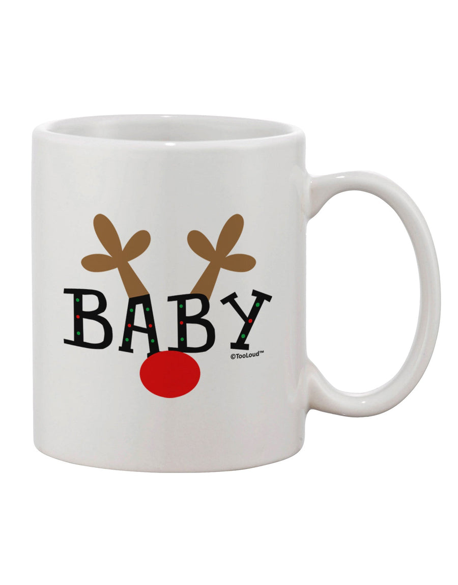 Elegant Reindeer-themed Matching Family Christmas Design - Baby Printed 11 oz Coffee Mug by TooLoud-11 OZ Coffee Mug-TooLoud-White-Davson Sales