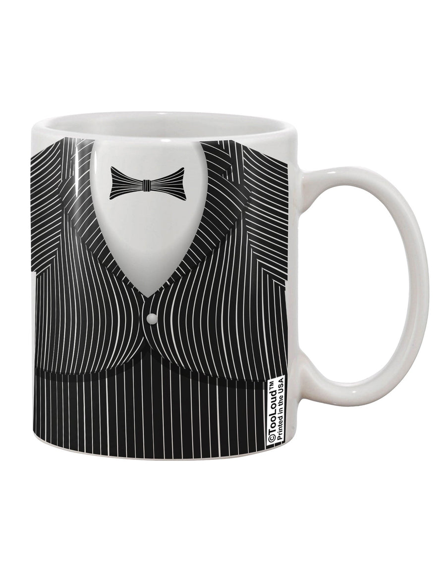 Elegant Skeleton Tuxedo Suit Costume Printed 11 oz Coffee Mug - Perfect for Any Occasion-11 OZ Coffee Mug-TooLoud-White-Davson Sales