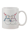 Elegant Snowman and Snowwoman Couple Design on 11 oz Coffee Mug - Expertly Crafted by TooLoud-11 OZ Coffee Mug-TooLoud-White-Davson Sales