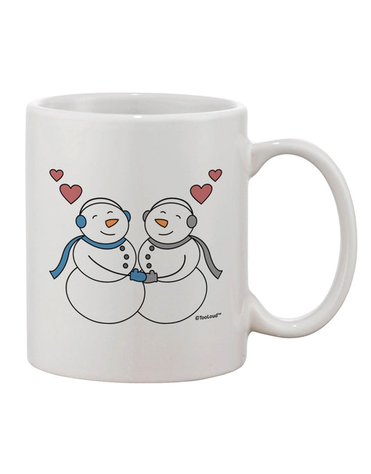 Elegant Snowman Couple Design on 11 oz Coffee Mug - Expertly Crafted by TooLoud-11 OZ Coffee Mug-TooLoud-White-Davson Sales
