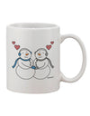 Elegant Snowman Couple Design on 11 oz Coffee Mug - Expertly Crafted by TooLoud-11 OZ Coffee Mug-TooLoud-White-Davson Sales