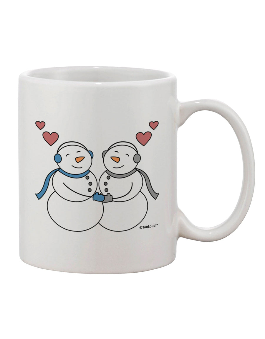 Elegant Snowman Couple Design on 11 oz Coffee Mug - Expertly Crafted by TooLoud-11 OZ Coffee Mug-TooLoud-White-Davson Sales