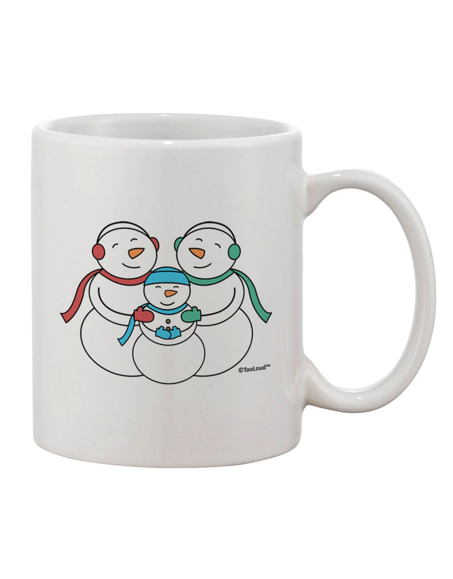 Elegant Snowman Family with Boy Design on 11 oz Coffee Mug - Expertly Crafted by TooLoud-11 OZ Coffee Mug-TooLoud-White-Davson Sales