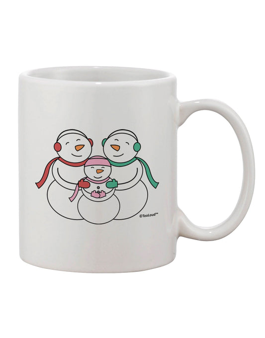 Elegant Snowman Family with Girl Design on 11 oz Coffee Mug - Exclusively by TooLoud-11 OZ Coffee Mug-TooLoud-White-Davson Sales