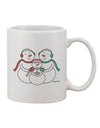 Elegant Snowman Family with Girl Design on 11 oz Coffee Mug - Exclusively by TooLoud-11 OZ Coffee Mug-TooLoud-White-Davson Sales