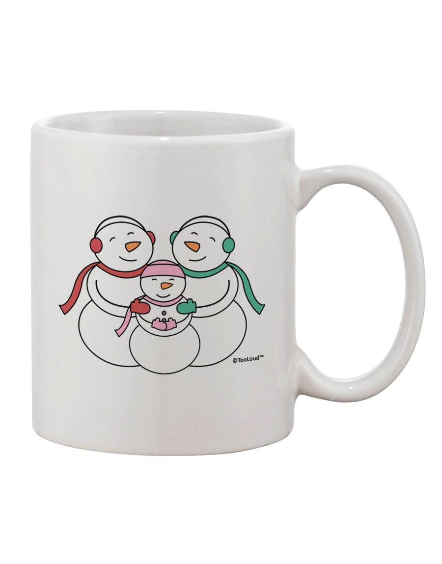 Elegant Snowman Family with Girl Design on 11 oz Coffee Mug - Exclusively by TooLoud-11 OZ Coffee Mug-TooLoud-White-Davson Sales