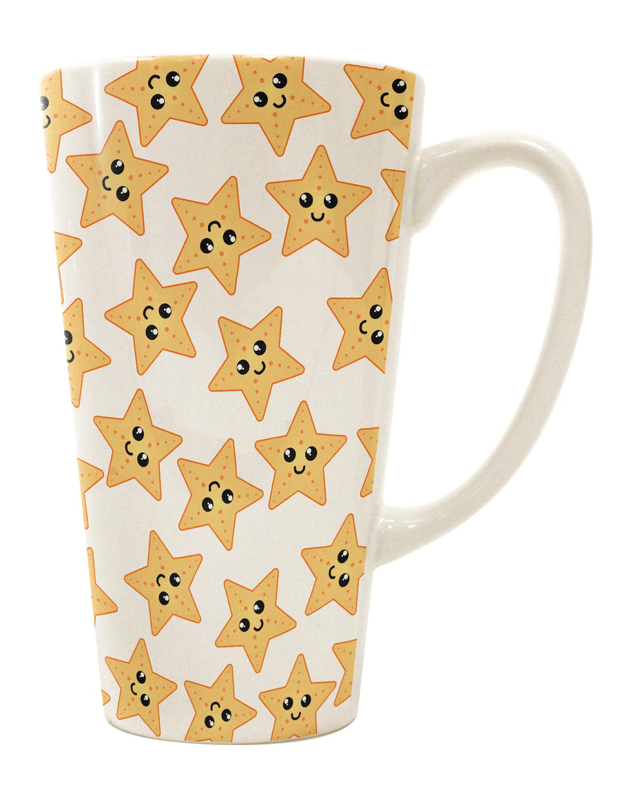 Elegant Starfish Patterned 16 Ounce Conical Latte Coffee Mug - Expertly Crafted by TooLoud-Conical Latte Mug-TooLoud-White-Davson Sales