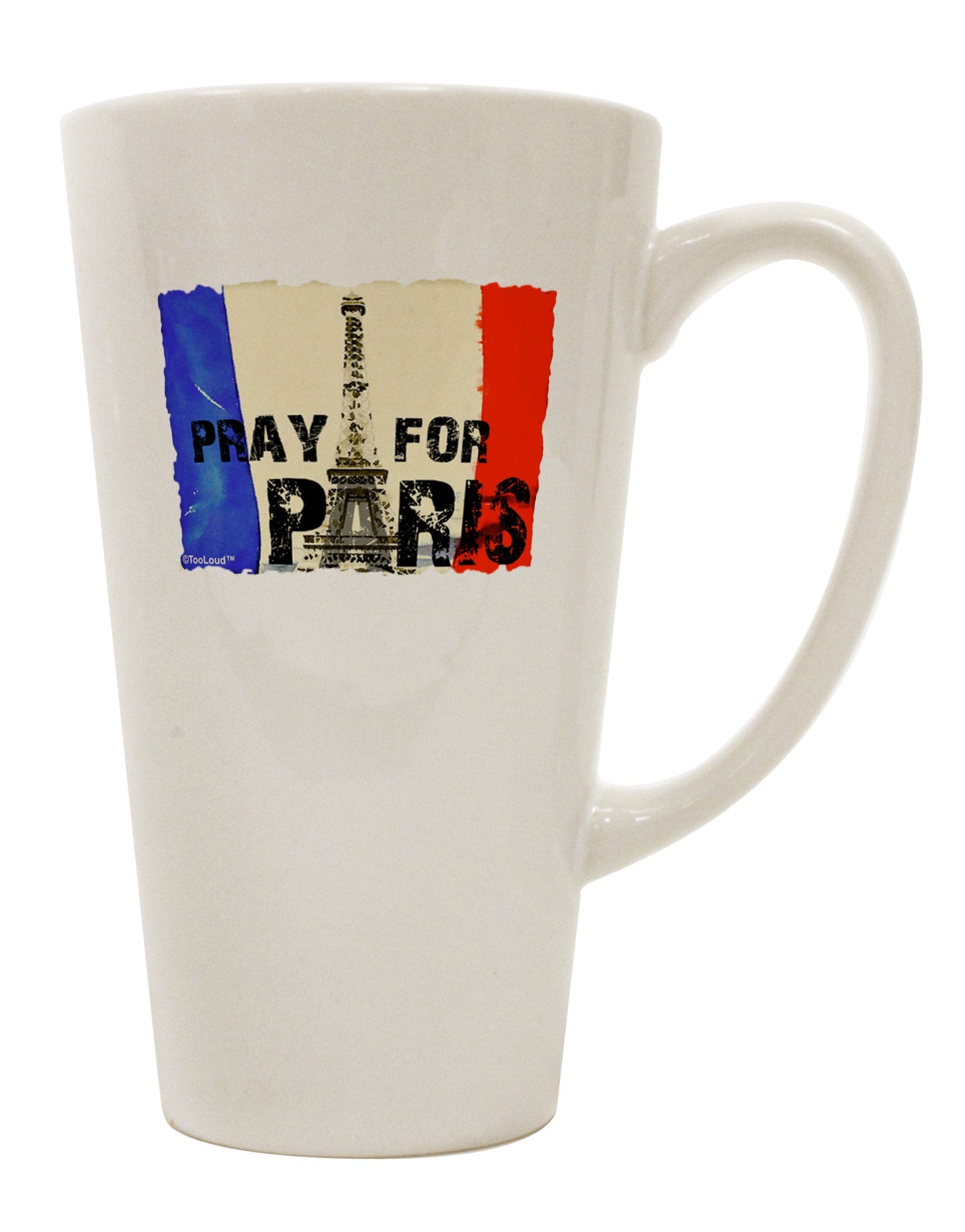 Elegant Watercolor Pray For Paris Conical Latte Coffee Mug - Expertly Crafted Drinkware TooLoud-Conical Latte Mug-TooLoud-White-Davson Sales