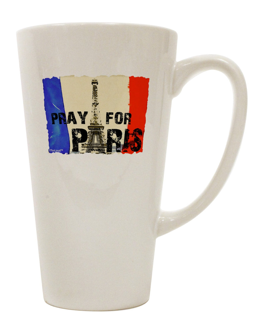 Elegant Watercolor Pray For Paris Conical Latte Coffee Mug - Expertly Crafted Drinkware TooLoud-Conical Latte Mug-TooLoud-White-Davson Sales