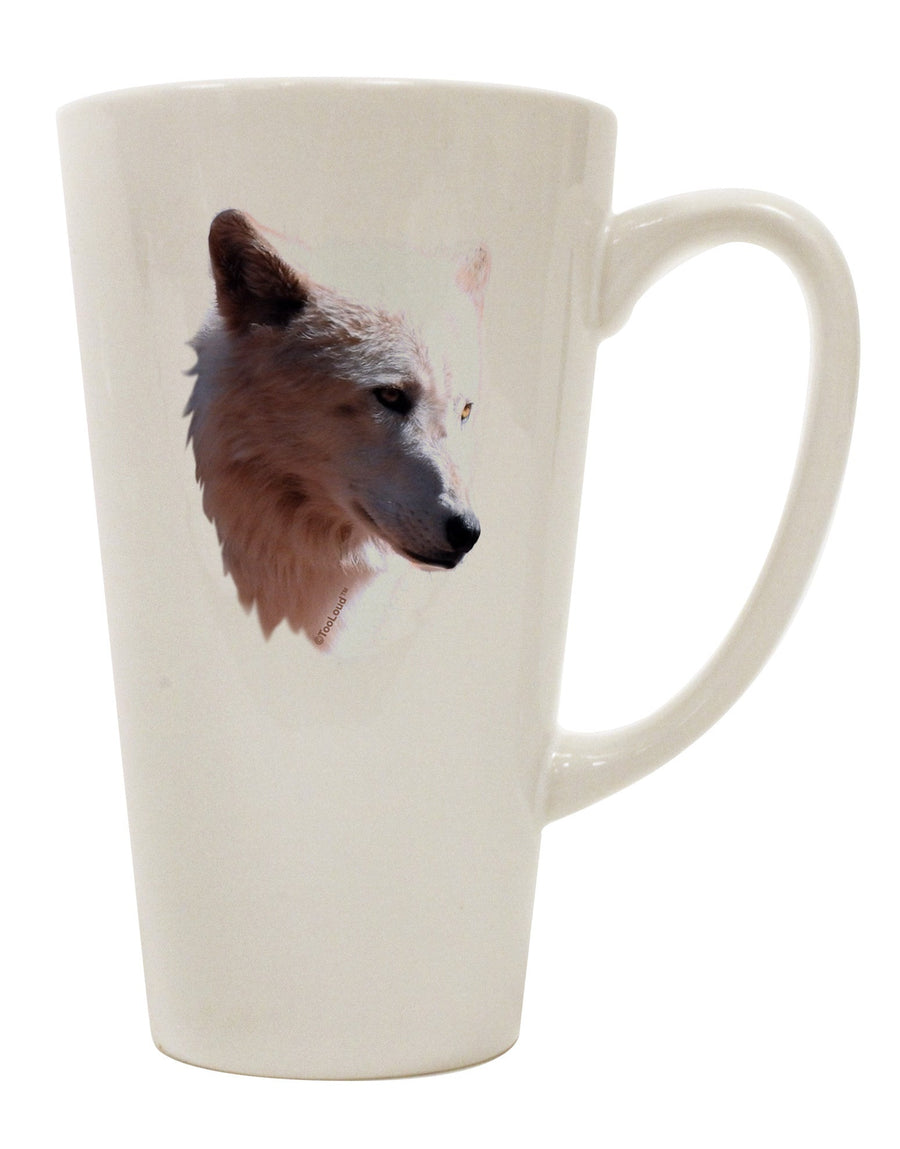 Elegant White Wolf Head 16 Ounce Conical Latte Coffee Mug - TooLoud-Conical Latte Mug-TooLoud-White-Davson Sales