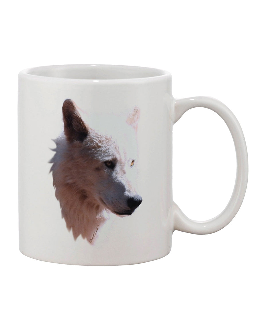 Elegant White Wolf Head Embellished 11 oz Coffee Mug - TooLoud-11 OZ Coffee Mug-TooLoud-White-Davson Sales