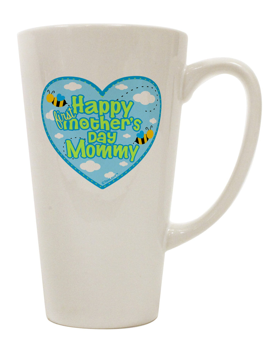 Elevate Mom's First Mother's Day with a Stylish Blue 16 Ounce Conical Latte Coffee Mug - TooLoud-Conical Latte Mug-TooLoud-White-Davson Sales