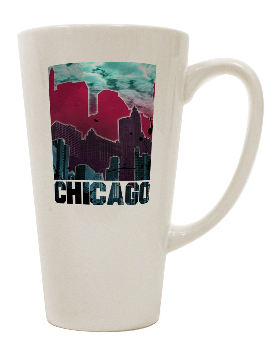 Elevate Your Coffee Experience with the Chicago Abstract 2 16 Ounce Conical Latte Coffee Mug - TooLoud-Conical Latte Mug-TooLoud-White-Davson Sales