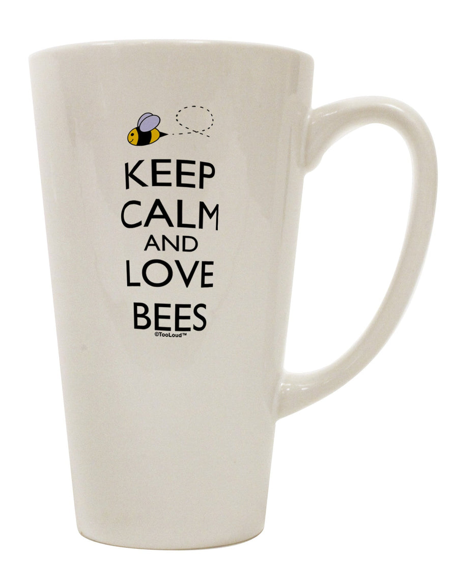 Elevate Your Coffee Experience with the Exquisite Keep Calm and Love Bees Color 16 Ounce Conical Latte Coffee Mug - TooLoud-Conical Latte Mug-TooLoud-White-Davson Sales