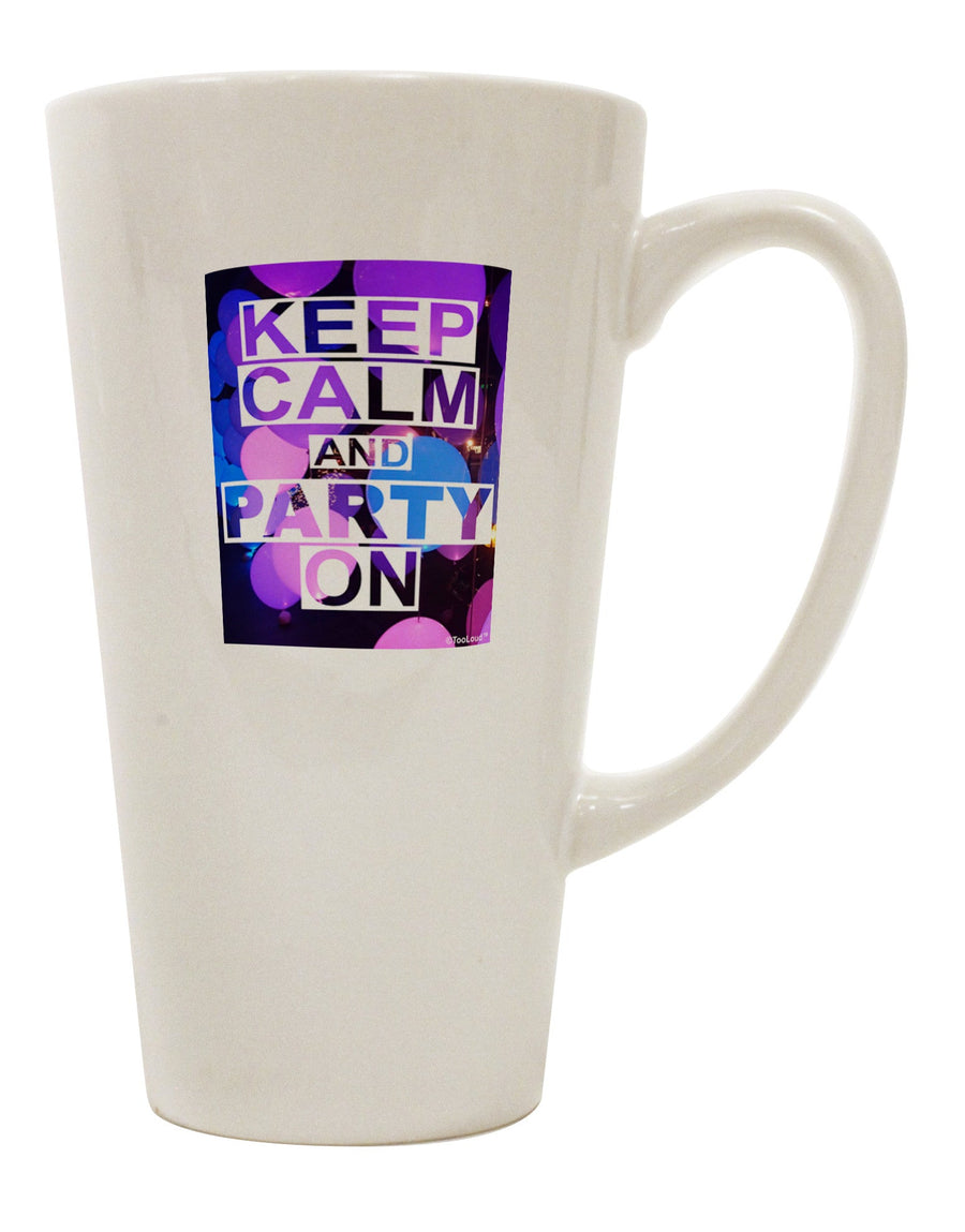 Elevate Your Coffee Experience with the Exquisite Keep Calm - Party Balloons 16 Ounce Conical Latte Coffee Mug - TooLoud-Conical Latte Mug-TooLoud-White-Davson Sales