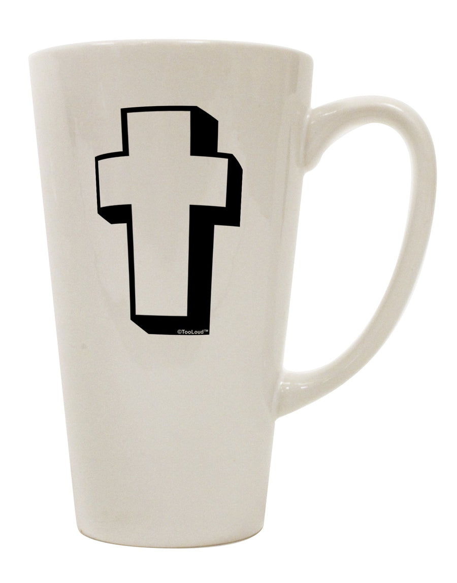 Elevate Your Coffee Experience with the Exquisite Simple Cross Design Black 16 Ounce Conical Latte Coffee Mug - TooLoud-Conical Latte Mug-TooLoud-White-Davson Sales