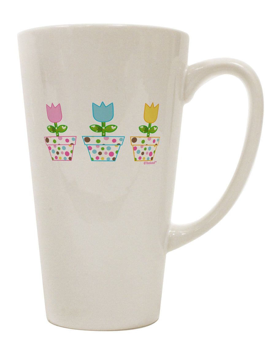 Elevate Your Coffee Experience with the Exquisite Three Easter Tulips 16 Ounce Conical Latte Coffee Mug - TooLoud-Conical Latte Mug-TooLoud-White-Davson Sales