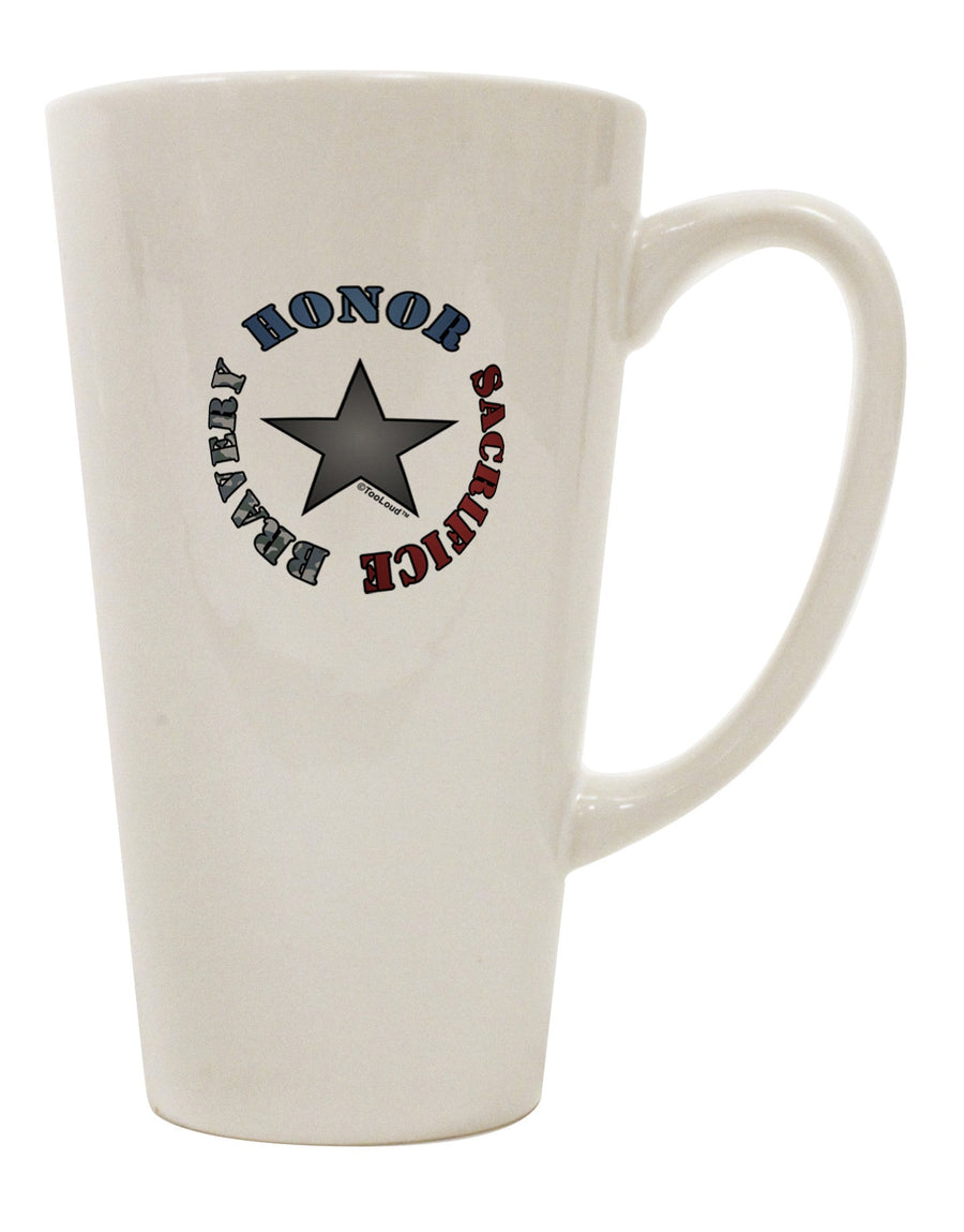 Elevate Your Coffee Experience with the Honor Sacrifice Bravery 16 Ounce Conical Latte Coffee Mug - TooLoud-Conical Latte Mug-TooLoud-White-Davson Sales