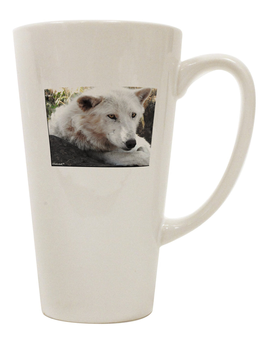 Elevate Your Coffee Experience with the Laying White Wolf 16 Ounce Conical Latte Coffee Mug - TooLoud-Conical Latte Mug-TooLoud-White-Davson Sales