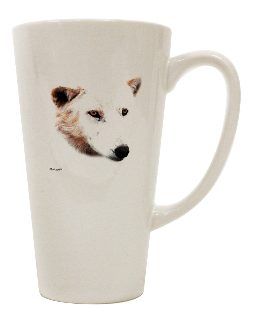 Elevate Your Coffee Experience with the Majestic White Wolf Head Cutout 16 Ounce Conical Latte Coffee Mug - TooLoud-Conical Latte Mug-TooLoud-White-Davson Sales