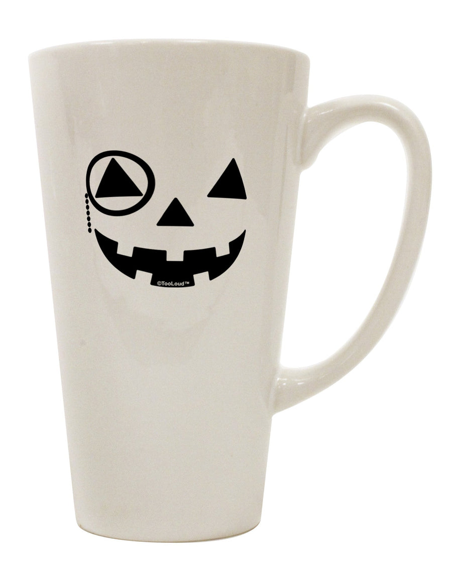 Elevate Your Coffee Experience with the Monocle Jack-o-Lantern B-W 16 Ounce Conical Latte Coffee Mug - TooLoud-Conical Latte Mug-TooLoud-White-Davson Sales