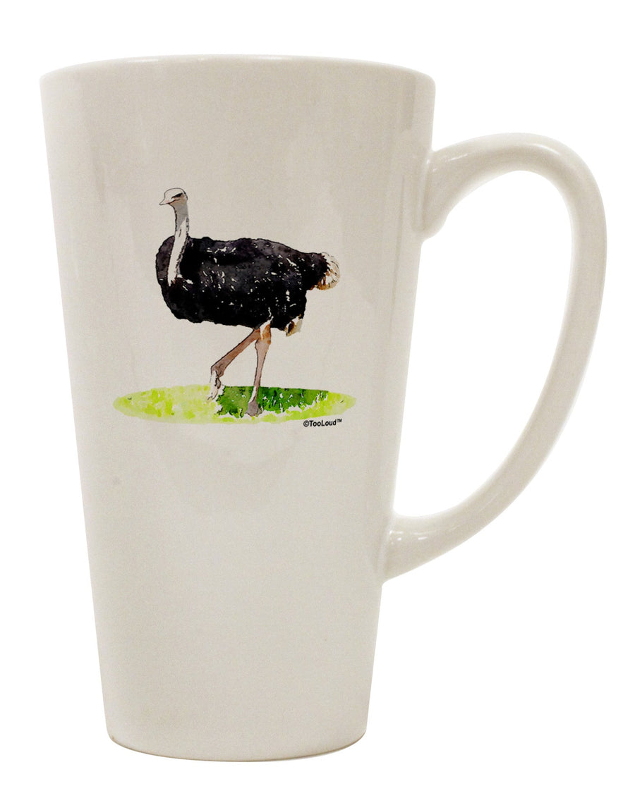 Elevate Your Coffee Experience with the Ostrich Watercolor 16 Ounce Conical Latte Coffee Mug - TooLoud-Conical Latte Mug-TooLoud-White-Davson Sales