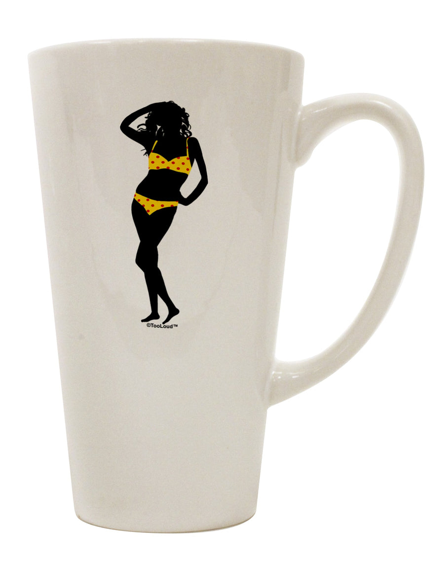 Elevate Your Coffee Experience with the Polka Dot Bikini Shadow 16 Ounce Conical Latte Coffee Mug - TooLoud-Conical Latte Mug-TooLoud-White-Davson Sales