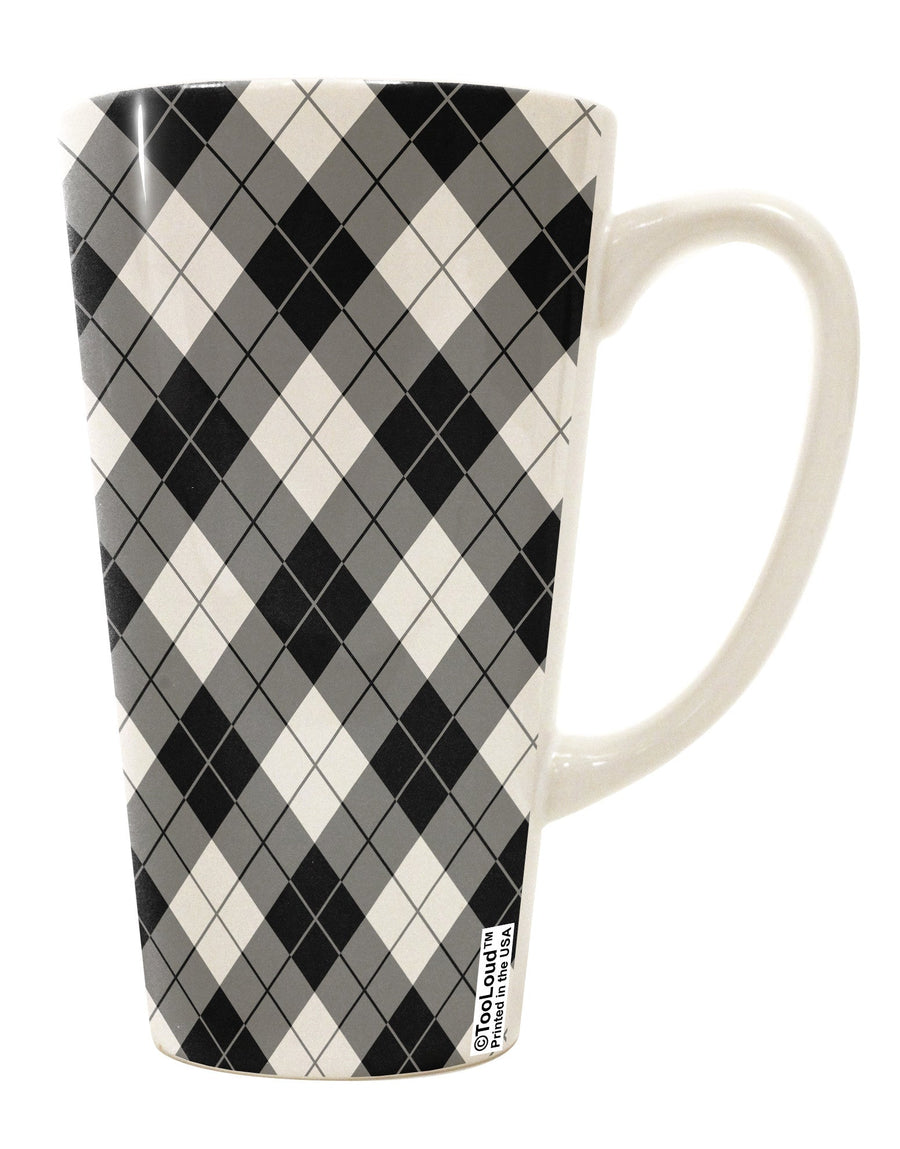 Elevate Your Coffee Experience with the Sophisticated Black and White Argyle AOP 16 Ounce Conical Latte Coffee Mug All Over Print - TooLoud-Conical Latte Mug-TooLoud-White-Davson Sales