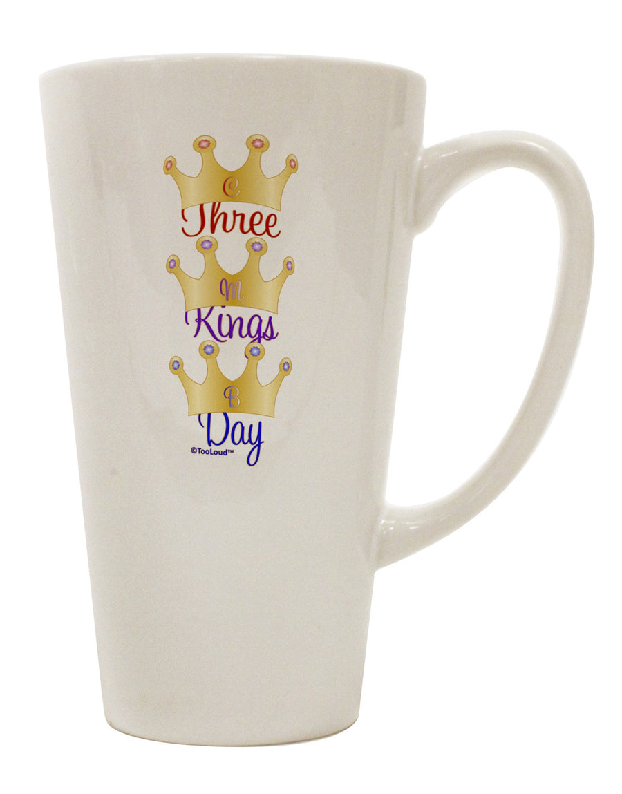 Elevate Your Coffee Experience with the Three Kings Day - C M B Crowns 16 Ounce Conical Latte Coffee Mug - TooLoud-Conical Latte Mug-TooLoud-White-Davson Sales